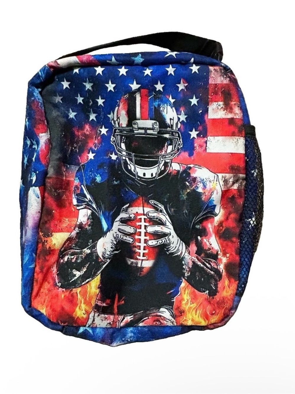 Back To School Boy’s Insulated Lunchbox Football USA America - Picture 2 of 3